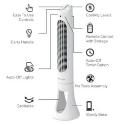 Honeywell 10-in - 5-Speeds Indoor White Floor Fan