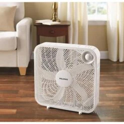 Utilitech Pelonis Box Fan - 20-in 3 Speeds - White -Imperial Fireplace Shop 21615038e L