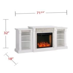 Southern Enterprises Fael 71.75-in W White With Faux Stone Fan-forced Smart Electric Fireplace With Bookcases -Imperial Fireplace Shop 330949554 AlternateImage3 l