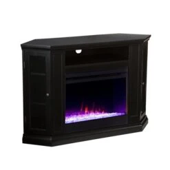 Southern Enterprises Jedor 48-in W Black Fan-forced Colour Changing Fireplace