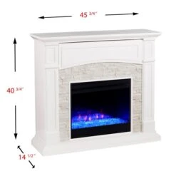 Southern Enterprises Prisene 45.75-in W White With Faux Stone Fan-forced Colour Changing Electric Fireplace -Imperial Fireplace Shop 330949723 AlternateImage3 l