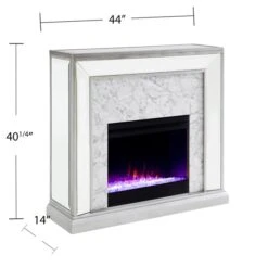 Southern Enterprises Lafre Antique Silver, Faux Marble And Mirror 44-in W Fan-forced Electric Fireplace -Imperial Fireplace Shop 330949758 AlternateImage3 l