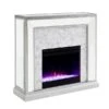 Southern Enterprises Lafre Antique Silver, Faux Marble And Mirror 44-in W Fan-forced Electric Fireplace -Imperial Fireplace Shop 330949758 MainImage 001 l
