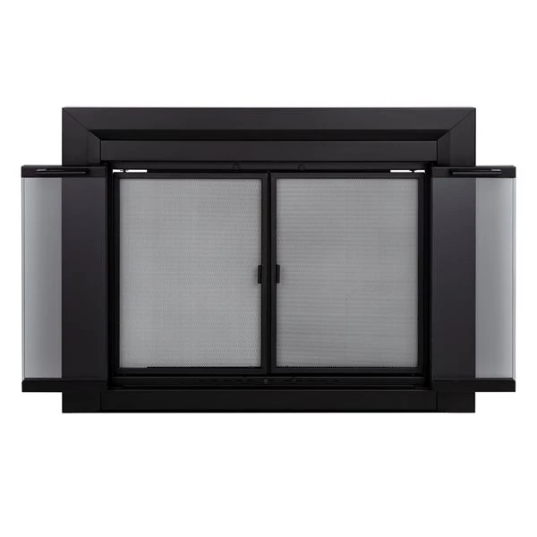 Pleasant Hearth Clairmont Black Medium Bifold Smoked Tempered Glass Fireplace Doors 3 Pleasant Hearth Clairmont Black Medium Bifold Smoked Tempered Glass Fireplace Doors