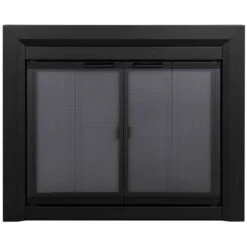 Pleasant Hearth Clairmont Black Medium Bifold Smoked Tempered Glass Fireplace Doors 11 Pleasant Hearth Clairmont Black Medium Bifold Smoked Tempered Glass Fireplace Doors -Imperial Fireplace Shop 330951912 MainImage 001 l