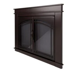 Pleasant Hearth Fenwick Oil-Rubbed Bronze Medium Cabinet-style Smoked Tempered Glass Fireplace Doors