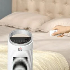 HomCom 11.75-in 3-speed White Indoor Oscillation Tower Fan -Imperial Fireplace Shop 330989479 AlternateImage3 l