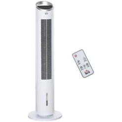 HomCom 11.75-in 3-speed White Indoor Oscillation Tower Fan -Imperial Fireplace Shop 330989479 MainImage 001 l