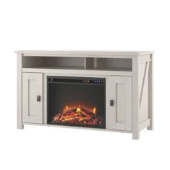 Ameriwood Home Ivory Oak TV Console With Fan-forced Electric Fireplace For TVs Up To 50-in -Imperial Fireplace Shop 331009195 AlternateImage1 l