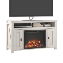 Ameriwood Home Ivory Oak TV Console With Fan-forced Electric Fireplace For TVs Up To 50-in -Imperial Fireplace Shop 331009195 AlternateImage3 l