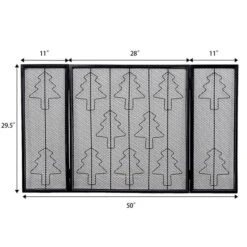 Costway 50-in Black Steel 3-Panel Flat Bi-Fold Fireplace Screen