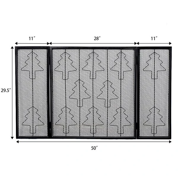 Costway 50-in Black Steel 3-Panel Flat Bi-Fold Fireplace Screen 3 Costway 50-in Black Steel 3-Panel Flat Bi-Fold Fireplace Screen