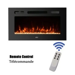 Clihome 60-in W 5120 BTU Black Fan-Forced Wall Mount Electric Fireplace With Remote Control 9 Clihome 60-in W 5120 BTU Black Fan-Forced Wall Mount Electric Fireplace With Remote Control -Imperial Fireplace Shop 331044747 AlternateImage1 l