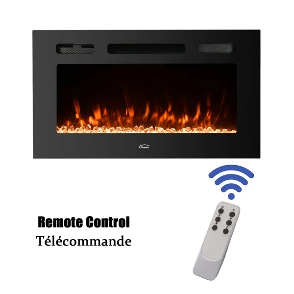 Clihome 60-in W 5120 BTU Black Fan-Forced Wall Mount Electric Fireplace With Remote Control 5 Clihome 60-in W 5120 BTU Black Fan-Forced Wall Mount Electric Fireplace With Remote Control - Image 3
