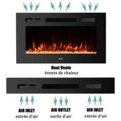 Clihome 60-in W 5120 BTU Black Fan-Forced Wall Mount Electric Fireplace With Remote Control 8 Clihome 60-in W 5120 BTU Black Fan-Forced Wall Mount Electric Fireplace With Remote Control -Imperial Fireplace Shop 331044747 AlternateImage2 l