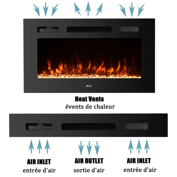 Clihome 60-in W 5120 BTU Black Fan-Forced Wall Mount Electric Fireplace With Remote Control 4 Clihome 60-in W 5120 BTU Black Fan-Forced Wall Mount Electric Fireplace With Remote Control - Image 2