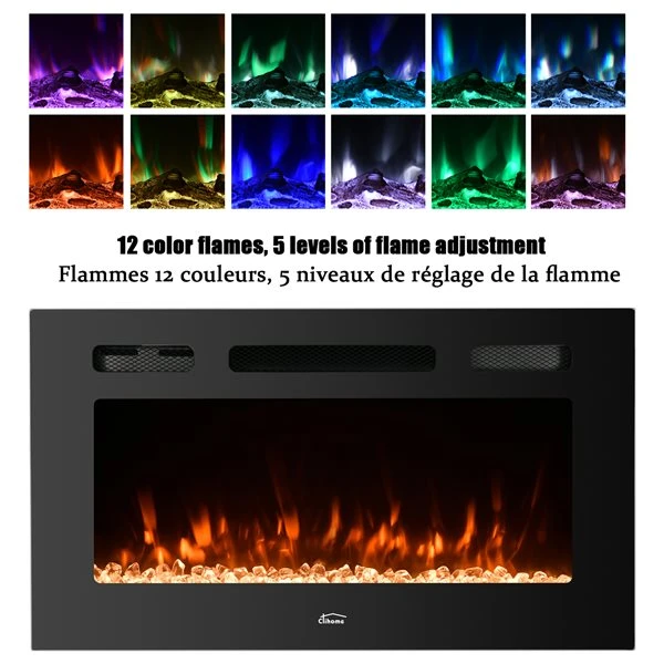 Clihome 60-in W 5120 BTU Black Fan-Forced Wall Mount Electric Fireplace With Remote Control 3 Clihome 60-in W 5120 BTU Black Fan-Forced Wall Mount Electric Fireplace With Remote Control