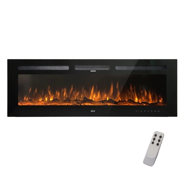 Clihome 60-in W 5120 BTU Black Fan-Forced Wall Mount Electric Fireplace With Remote Control 6 Clihome 60-in W 5120 BTU Black Fan-Forced Wall Mount Electric Fireplace With Remote Control - Image 4