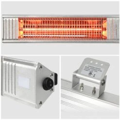 Costway 1500 W Infrared Wall Mount Indoor/Outdoor Electric Space Heater With Remote Control -Imperial Fireplace Shop 331065388 AlternateImage2 l