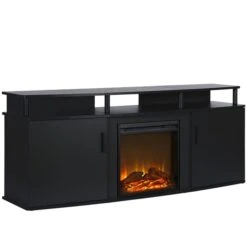Ameriwood Home 63.1-in Black LED Electric Fireplace For TV's Up To 70-in