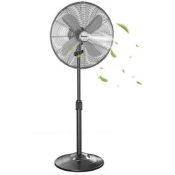 Costway Metal Oscillating Pedestal Fan 3 Wind Speed Height Adjust Black 18-in -Imperial Fireplace Shop 332006662 MainImage 001 l