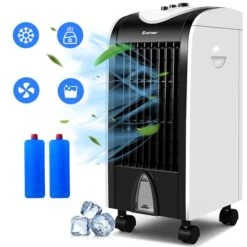 COSTWAY Evaporative Air Cooler With Fan & Humidifier Portable Bladeless Electric Fan